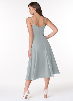 Azazie Clarissa Bridesmaid Dresses Dolphin Grey A-Line V-Neck Chiffon Dress image2