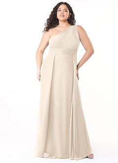 Azazie Dallas Bridesmaid Dresses White Alabaster A-Line One Shoulder Chiffon Dress image6