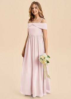 Azazie Coran Junior A-Linie Schulterfrei Chiffon Kleid Zartrosa image4