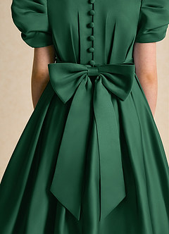 Azazie Miriam Blumenmädchenkleider Ballkleid Plissee Matte Satin Kleid Dunkelgrün image9