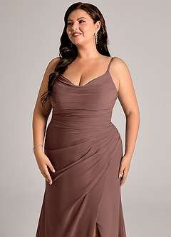 Azazie Deandra Bridesmaid Dresses Espresso Mermaid Pleated Chiffon Dress image12