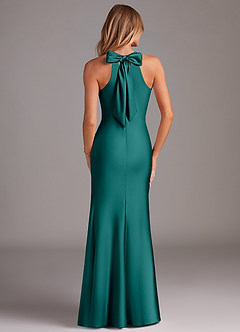 Azazie Doretta Bridesmaid Dresses Peacock Mermaid Pleated Stretch Satin Dress image2