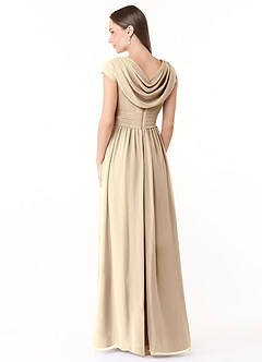 Azazie Organa Bridesmaid Dresses Champagne A-Line Pleated Chiffon Dress image4
