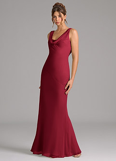 Azazie Rylina Bridesmaid Dresses Burgundy Mermaid Pleated Chiffon Dress image4