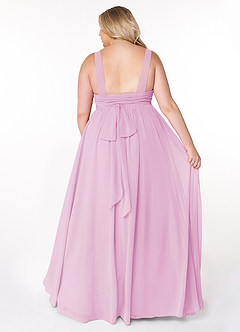 Azazie Kora Bridesmaid Dresses Candy Pink A-Line Pleated Chiffon Dress image8