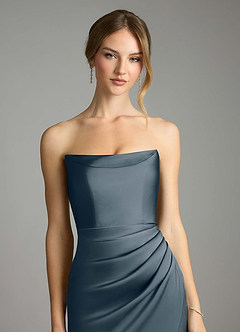 Azazie Leonis Bridesmaid Dresses Twilight Mermaid Pleated Stretch Satin Convertible Dress image4