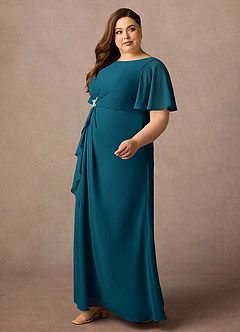 Azazie Rain Abiti per la Madre della Sposa Abito Tubino in Chiffon Perline Blu Inchiostro image11