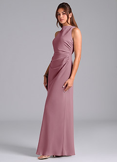 Azazie Evadne Bridesmaid Dresses Vintage Mauve A-Line Pleated Chiffon Dress image5