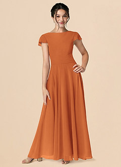 Azazie Payton Cinnamon A-Line Bow Chiffon Dress image1