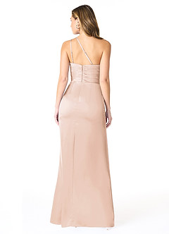 Azazie Eren Robes de demoiselle d'honneur Robe Sirène en Satin extensible Ue épaule Rose Pâle image2