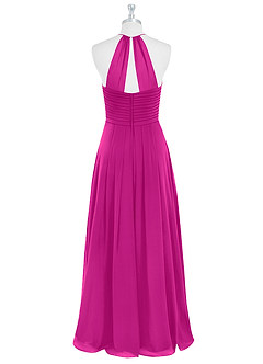 Azazie Ginger Bridesmaid Dresses Fuchsia A-Line Halter Pleated Chiffon Dress image5
