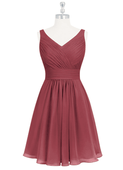 Azazie Grace Bridesmaid Dresses Merlot A-Line Pleated Chiffon Dress image7