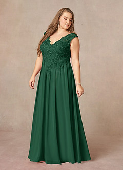 Azazie Amethyst Mother of the Bride Dresses Dark Green A-Line V-Neck Sequins Chiffon Dress image12