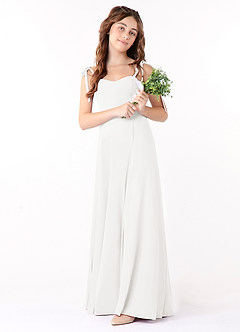 Azazie Rosey Junior White A-Line Sweetheart Neckline Chiffon Dress image1