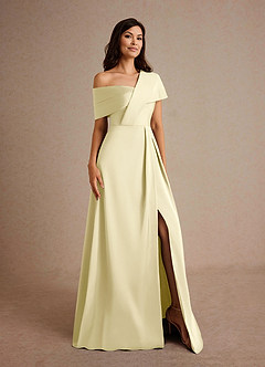 Azazie Milton 신부의 어머니 드레스 A라인 주름진 스트레치 새틴 플로어 길이 드레스 image8