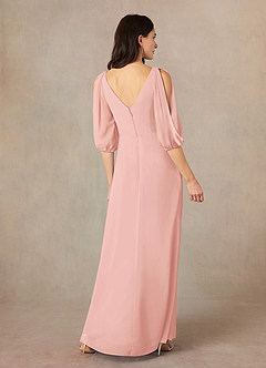 Azazie Bronwyn Kleider für die Brautmutter A-Linie V-Hals Gerüscht Chiffon Kleid Rosettenrosa image4