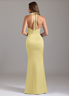 Azazie Valerie Bridesmaid Dresses Lemon Sorbet Mermaid Pleated Stretch Satin Dress image2