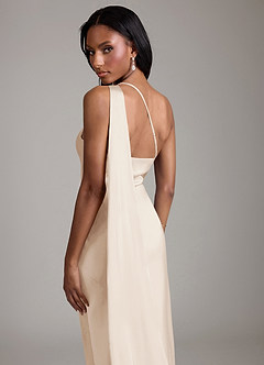 Azazie Galinda Brudtärnklänningar Klä av Sjöjungfru i Stretch Satin Ena axeln Vit Alabaster image2