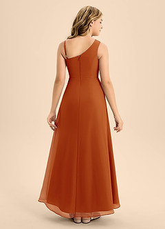 Azazie Brooke Junior Abito A-Line in Chiffon Spacco Laterale Paprika image2