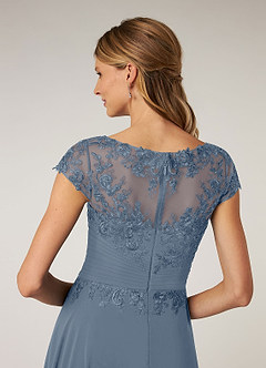 Azazie Shonda Brudens mor kjoler Boatneck Plisseret Blonder Chiffon Asymmetrisk Kjole image7