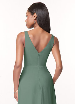 Azazie Nala Bridesmaid Dresses Eucalyptus A-Line Pleated Chiffon Dress image5