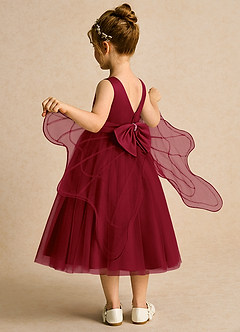 Azazie Pear Flower Girl Dresses Burgundy Ball-Gown Bow Tulle Dress image5