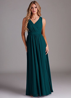 Azazie Kingsley Bridesmaid Dresses Pine A-Line Lace Chiffon Dress image1