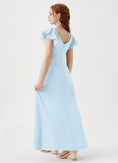 Azazie Omari Junior Sky Blue A-Line Pleated Stretch Crepe Dress image6