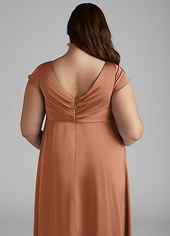 Azazie Allessia Gravid brudtärna klänningar Klänning A-Line Plisserad Golvlängd Stretch Satin image12
