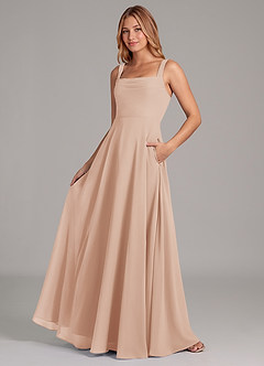 Azazie Shaude Bridesmaid Dresses English Rose A-Line Pleated Chiffon Dress image4