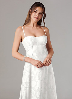 Azazie Valentine Bridesmaid Dresses White A-Line Sweetheart Neckline Floral Burnout Dress image2