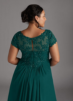 Azazie Jetta Abiti per la Madre della Sposa Abito A-Line in Chiffon Lustrini Verde Pavone image9