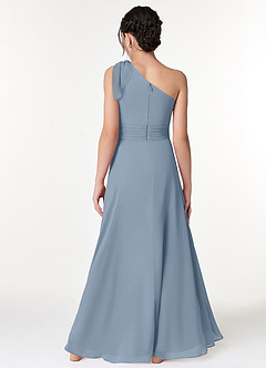 Azazie Cleo Junior Dusty Blue A-Line Pleated Chiffon Dress image2