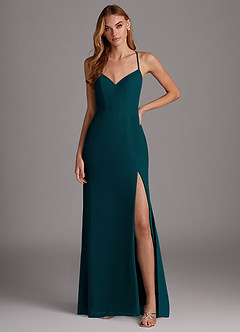Azazie Manila Bridesmaid Dresses Pine Sheath V-Neck Chiffon Dress image1
