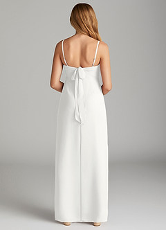 Azazie Mai Junior White Sheath Pleated Chiffon Dress image2