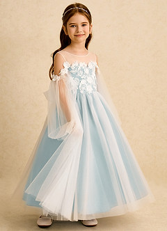 Azazie Zimi vestidos de niña de las flores Vestido de Neblina de Tul de Princesa con Escote de Corazón image6