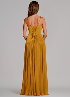 Azazie Stephanie Bridesmaid Dresses Butterscotch A-Line Pleated Stretch Satin Dress image5