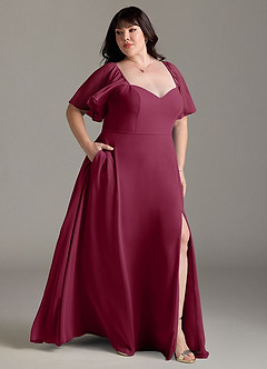 Azazie Chloe Bridesmaid Dresses Mulberry A-Line Sweetheart Neckline Chiffon Dress image10