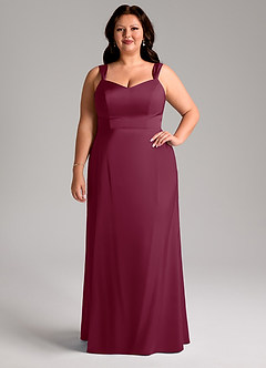 Azazie Denice Bridesmaid Dresses Mulberry Sheath Pleated Stretch Satin Dress image8