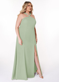 Azazie Rue Robes de demoiselle d'honneur Robe Trapèze en Mousseline de soie Dos nu Vert Sauge image10