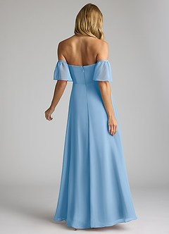 Azazie Sue Bridesmaid Dresses Powder Blue A-Line Off the Shoulder Chiffon Convertible Dress image3