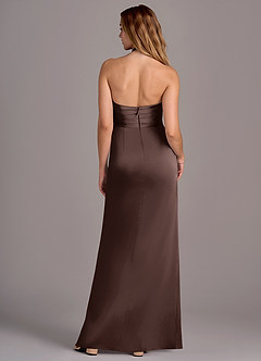 Azazie Jemma Jurken voor bruidsmeisjes Jurk van Stretch Satijn met Kolom Geplooid Ganache image2