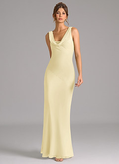 Azazie Rylina Bridesmaid Dresses Lemon Sorbet Mermaid Pleated Chiffon Dress image4
