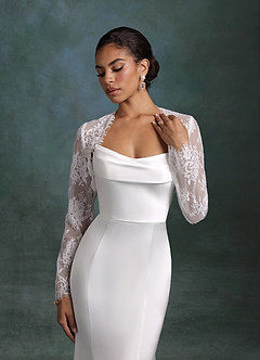 Azazie Tessa Wedding Dresses Diamond White Mermaid Strapless Stretch Satin Dress image4