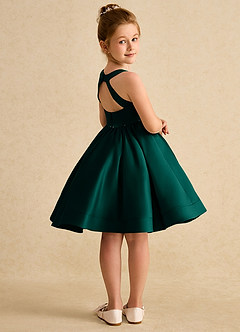 Azazie Julietta Flower Girl Dresses Pine Ball-Gown Convertible Tulle Dress image8