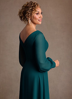 Azazie Paterson Suknie dla Matki Panny Młodej Linia A Pofałdowany Szyfon Długość kostki Sukienka image7