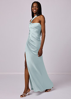 Barbie ♥ Azazie Bridesmaid Dresses Mist Mermaid One Shoulder Stretch Satin Dress image4