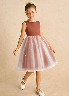 Azazie Esme Flower Girl Dresses Auburn Ball-Gown Bow Tulle Dress image3