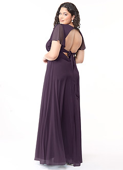 Azazie Induh Bridesmaid Dresses Plum A-Line Flutter V-neck Mesh Dress image10