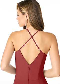 Azazie Carolina Bridesmaid Dresses Rust Mermaid Ruched Chiffon Dress image5